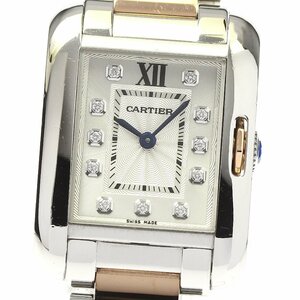 カルティエ CARTIER WT100024 タンクアングレーズSM PGコンビ 11Pダイヤ クォーツ レディース _792337