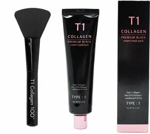 T1 COLLAGEN (T1コラーゲン) フェイスパック プレミアムブラック 60g (スパチュラ付き）コラーゲン ツ・・・