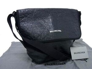 ■美品■ BALENCIAGA バレンシアガ 620259 エクスプローラー レザー クロスボディ ショルダーバッグ 斜め掛け ブラック系 CB1950