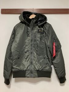 き1514 ALPHA INDUSTRIES アルファ フライトジャケット 中綿ミリタリージャケット L オリーブ系 リボン付き サーモライト