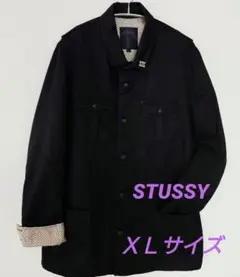 STUSSYステューシー ／シャツジャケット　カバーオール　黒　ＸＬ　USA