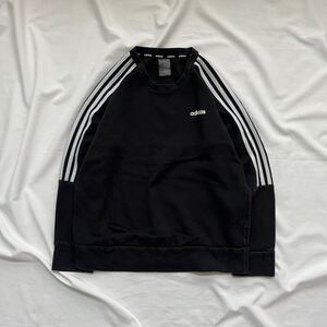 メンズ 古着 adidas アディダス スウェット 黒 ブラック BLK トレーナー 長袖 トップス L 送料込 スリーライン ラグラン