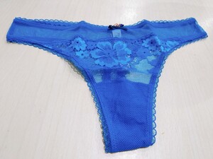 新品未使用タグ付き ヴィクトリアシークレット victorias secret 総レース ブルー Tバック ソング XSサイズ