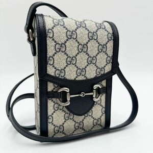 1円 GUCCI グッチ ショルダーバッグ ホースビット 1955 ミニバッグ GG スプリーム ベージュ　ネイビー 625615 メンズ レディース 