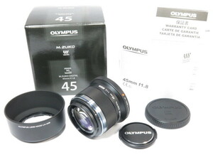 OLYMPUS M.ZUIKO DIGITAL 45ｍｍF1.8 単焦点 レンズ LH-40B純正フード 元箱付き オリンパス [管OL2899]