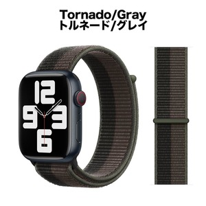 【送料込み】新色 42/44/45/46/49mm アップルウォッチ トルネード/グレイ スポーツループ ナイロン バンド ストラップ Apple Watch