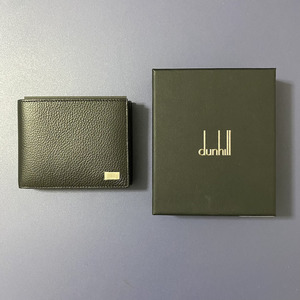 新品未使用 dunhill ダンヒル 二つ折り革財布 レザーウォレット 折りたたみレザーウォレット 箱付き スモールレザーグッズ 革小物 英国製