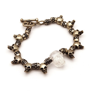 Vintage Silver 925 × Crystal Skeleton Charm Bracelet　ヴィンテージ　シルバー　ドクロ　ブレスレット