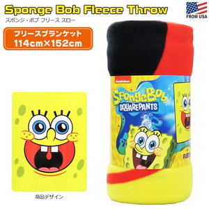 スポンジボブ フリース スロー 114cm×152cm SpongeBob ハーフケット ブランケット 毛布 ひざ掛け キャラクター グッズ 防寒 薄手 軽い