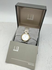 U298 1円～ 不動品 ダンヒル dunhill ミレニアム クオーツ デイト 腕時計 白文字盤 シルバーカラー メンズ/ボーイズ 箱付き