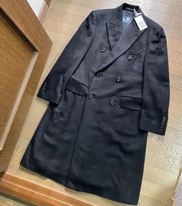 ★新品未使用★Aquascutum/アクアスキュータム チェスターコート シルク100％サイズ36（M~L） ダブルブレスト ロングコート ブラック