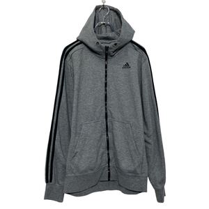 adidas プリント スウェット パーカー アディダス M グレー フルジップ 古着卸 アメリカ仕入 a609-6583