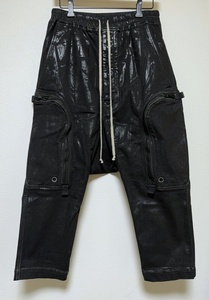 美品 RICK OWENS DRKSHDW リックオウエンスダークシャドウ bauhaus cropped バウハウスコーティングクロップドパンツ DU02A3372-SBF