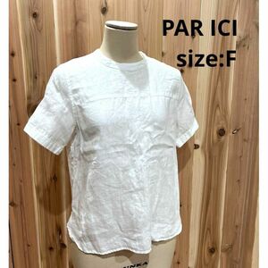 パーリッシィ PAR ICI カットソー Tシャツ 半袖 麻 レディース 白