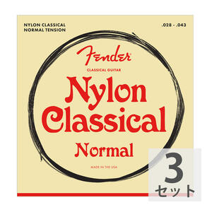 フェンダー Fender Nylon Acoustic Strings 100 Clear/Silver Tie End Gauges 028-043 クラシックギター弦×3セット