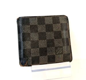 LOUIS VUITTON ルイヴィトン　ダミエ　エベヌ　ポルトフォイユ　マルコ　二つ折り財布　PVC×レザー ブラウン　スペイン製　刻印あり