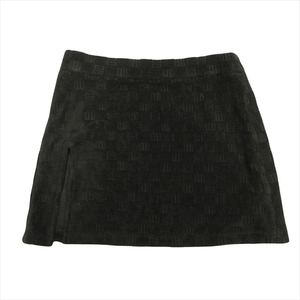 未使用品 アンブッシュ AMBUSH MONOGRAM SKIRT 総柄 ミニ スカート スリット パイル M 黒 ブラック レディース