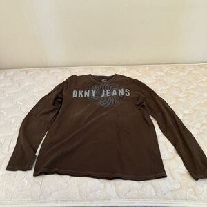 DKNY JEANS 長袖Tシャツ ロンT ブラウン送料無料