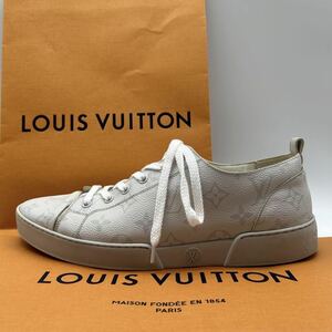 1円 【極上品】 LOUIS VUITTON ルイヴィトン 【王者の風格】 メンズ マッチアップライン モノグラム スニーカー 靴 PVC ホワイト8 27.0cm