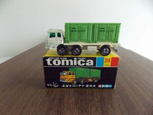 ＊507 トミカ　黒箱ジャパン物　　24　T-29　　ふそうコンテナ運搬車　未使用に近い！　サスペンション　コンテナ脱着可能