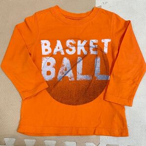 送料無料 美品 子供用 100cm babyGAP Gap 長袖 Tシャツ オレンジ バスケットボール ボール柄