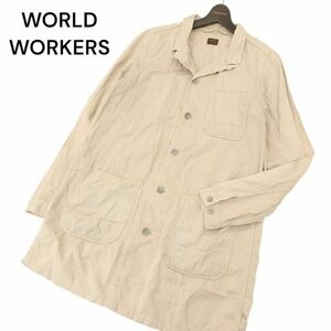 WORLD WORKERS ワールドワーカーズ 春夏 麻 リネン混★ スプリング ショップコート Sz.L　メンズ 日本製　C4T03058_4#M