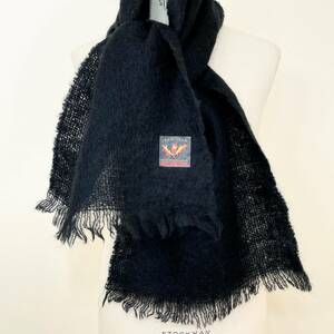 希少《Mint Condition / Black Mohair》70s80s 極上品【 CREAGARAN 黒 ブラック モヘア マフラー スコットランド製 ビンテージ】