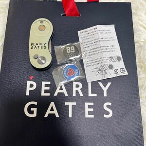 送料込 即決 新品 店舗限定品 PERLYGATES パーリーゲイツ グリーンフォーク マーカー2個セット ゴルフマーカー　ベージュ　ショッパー付き