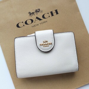 【新品】コーチ　COACH 新作　二つ折り財布　ホワイト　チョーク