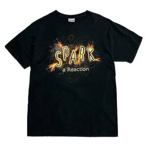 希少【ビンテージ 2000s SPARK スパーク 滑車の火花 Tシャツ L 】アメリカ USA 花火 企業 ロゴ 映画 バンド アート