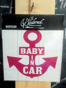 ★送料無料★ 新品 The Wandereck ステッカー BABY IM CAR ザ ワンダレック ANCHOR アウトドア DIY ピンク 12cm