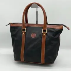 【良品】BALLY ハンドバッグ シボ革 ヴィンテージ Bロゴ バイカラー