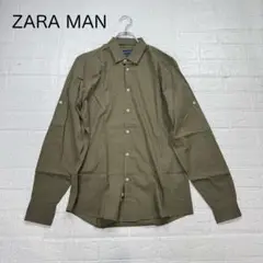 ZARA MAN ザラ メンズ 長袖 薄手 シャツ カーキ S