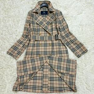 【超希少 美品】BURBERRY LONDON バーバリーロンドン ノバチェック ベージュ 総柄 トレンチコート ロングコート Aライン 9号 三陽商会 M