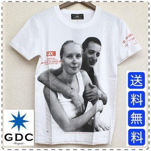 男女兼用 ユニセックス メンズXSサイズ 日本製 白×黒 GDC ジーディーシー 10周年記念半袖Tシャツ 特別タグ付き 綿100% 全国送料無料 A606