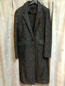 美品【BANANA REPUBLIC/バナナリパブリック】ウール混ロングコート/ＸＳ★ごま塩、モノトーン★レディース★USED