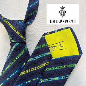 q2743 極美品 EMILIO PUCCI エミリオプッチ ネクタイ メンズ 紳士 ビジネス シルク100% イタリア製