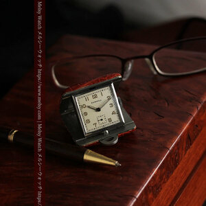 ダンヒル 革張り携行用アンティーク懐中時計兼置時計 【1940年頃】 ★要確認：海外発送品★《商品番号P2281》