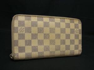 1円 LOUIS VUITTON ヴィトン N60012 ダミエアズール ジッピーオーガナイザー ラウンドファスナー 長財布 ウォレット アイボリー系 GB0211