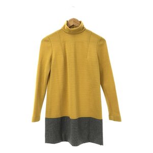 【美品】 FENDI / フェンディ | ウール 異素材切替 バイカラー ハイネック ワンピース | 40 | イエロー / グレー | レディース