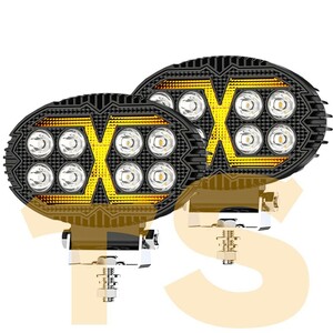 送料無料☆ 55C-BW-T8X 新発売 5.5インチ 作業灯 LED ワークライト 32W 4モード ホワイト/イエロー/白黄/ストロボ DRL 3200LM 汎用 2個