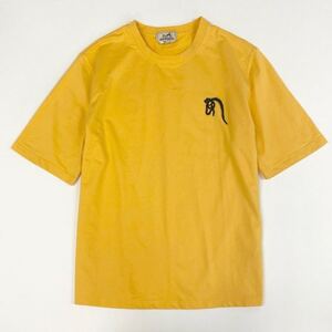 62k20 HERMES エルメス ホースパッチ Tシャツ XL イエロー 大きいサイズ カットソー 半袖TEE 馬 イタリア製