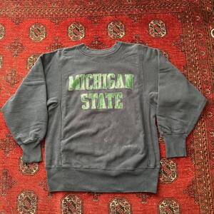 レアカラー MICHIGAN STATE 80s Champion リバースウィーブスウェットシャツ トリコタグ U.S.A製 チャンピオン ヴィンテージ 70s 80s 90s