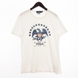 ポロ ラルフローレン POLO RALPH LAUREN Tシャツ カットソー 半袖 クルーネック イーグル プリント コットン 白 ホワイト M トップス ■ECS