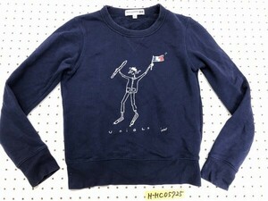 UNIQLO ユニクロ × INES DE LA FRESSANGE レディース プリント 裏毛 スウェット プルオーバー トレーナー M 紺