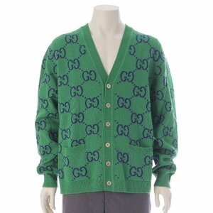 【グッチ】Gucci　22SS メンズ GGインターシャ 長袖 ウール カーディガン 674043 グリーン L 【中古】【正規品保証】207157