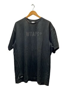 WTAPS◆色褪せ/フロントロゴ/Tシャツ/3/コットン/BLK