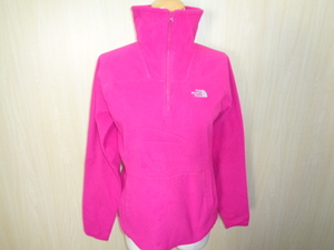 b514◆THE NORTH FACE プルオーバー フリース◆ザノースフェイス womens S ピンク系 ポリ素材 ハーフジップ アウトドア 防寒着 4J