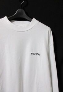 希少サイズ XXL シュプリーム SUPREME ロゴ刺繍 モックネック 長袖Tシャツ カットソー ロンT 白