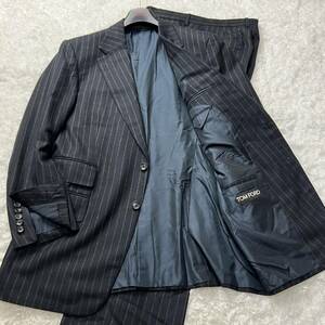 【21年モデル/未使用級/化物級XXXL!!】TOMFORD トムフォード スーツセットアップ 上下 カシミヤ フランネル生地 チョークストライプ 4L 3XL